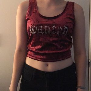 Maroon velvet crop top
